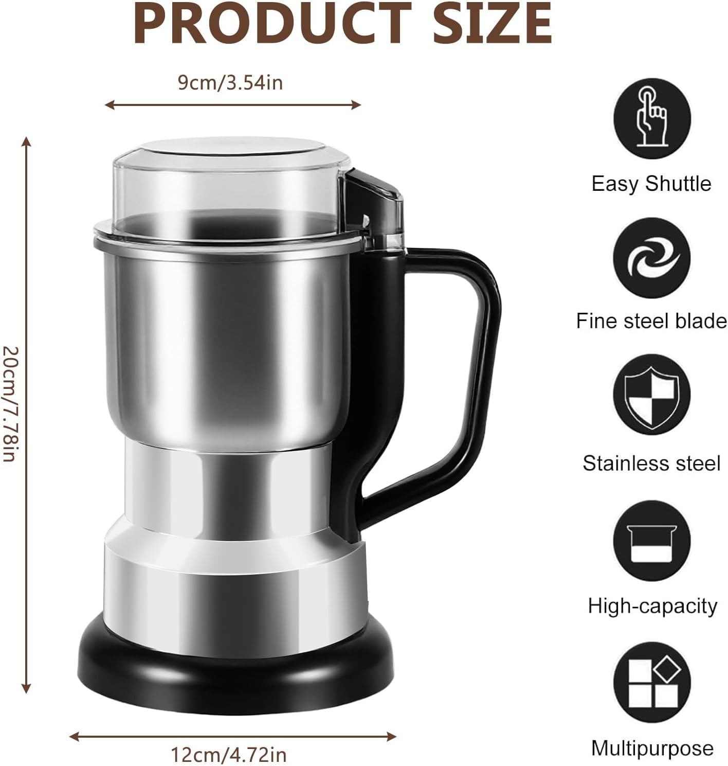 Máquina Trituradora Eléctrica de Cereales, Café y Frutos Secos 500 ml – 300 W