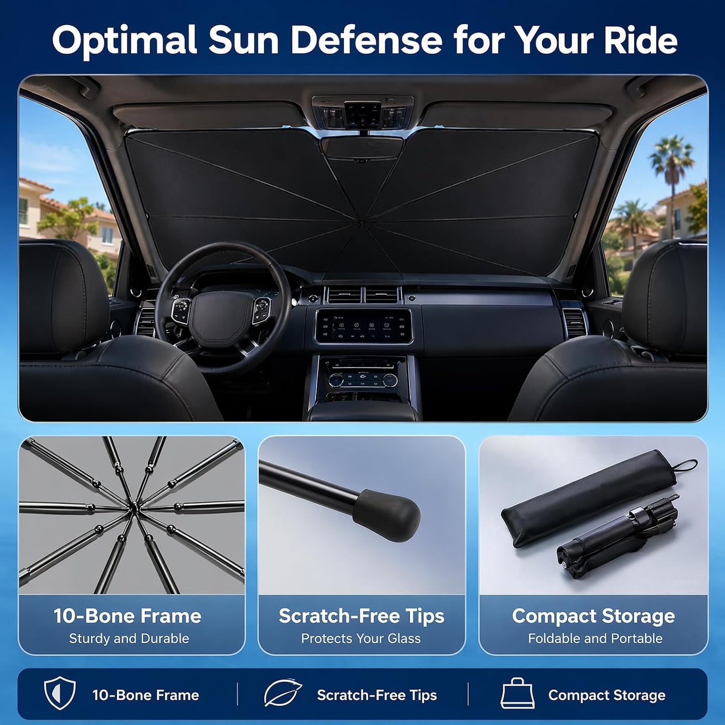 Sombrilla Parasol Auto Plegable – Protector Solar Parabrisas