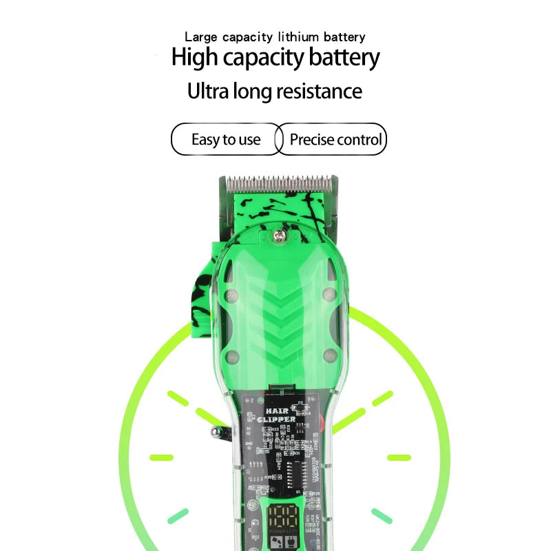 Cortadora de Pelo Profesional Transparente con Display Digital