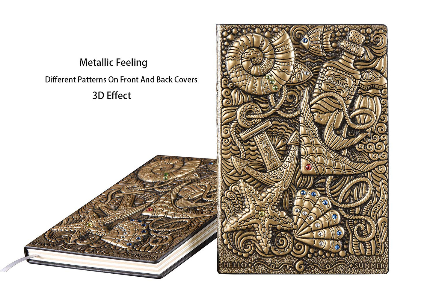 Cuaderno Artístico Tapa Dura Fénix con Relieve y Piedras Decorativas
