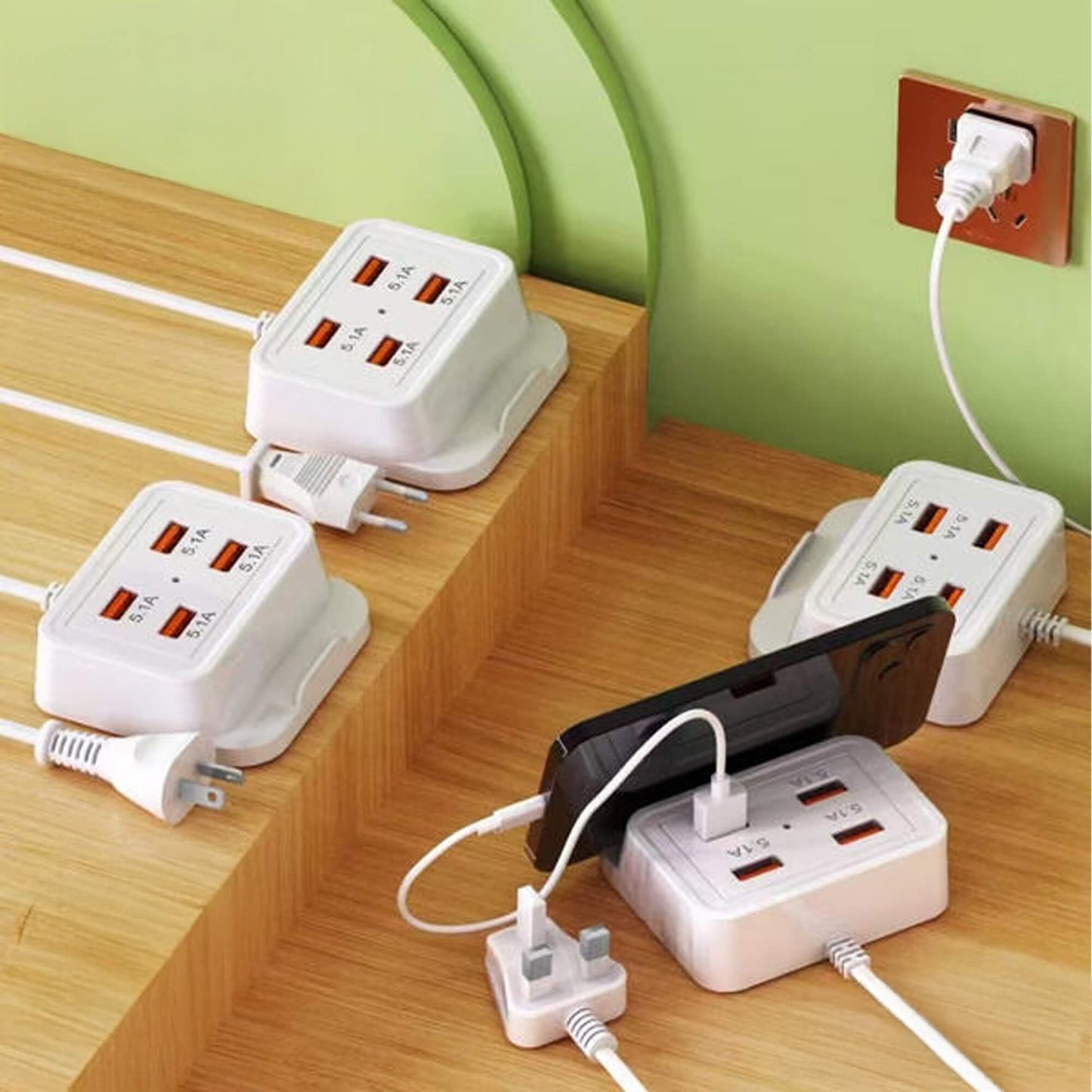 Adaptador De Cargador Carga Rápida Con Soporte Tipo-C