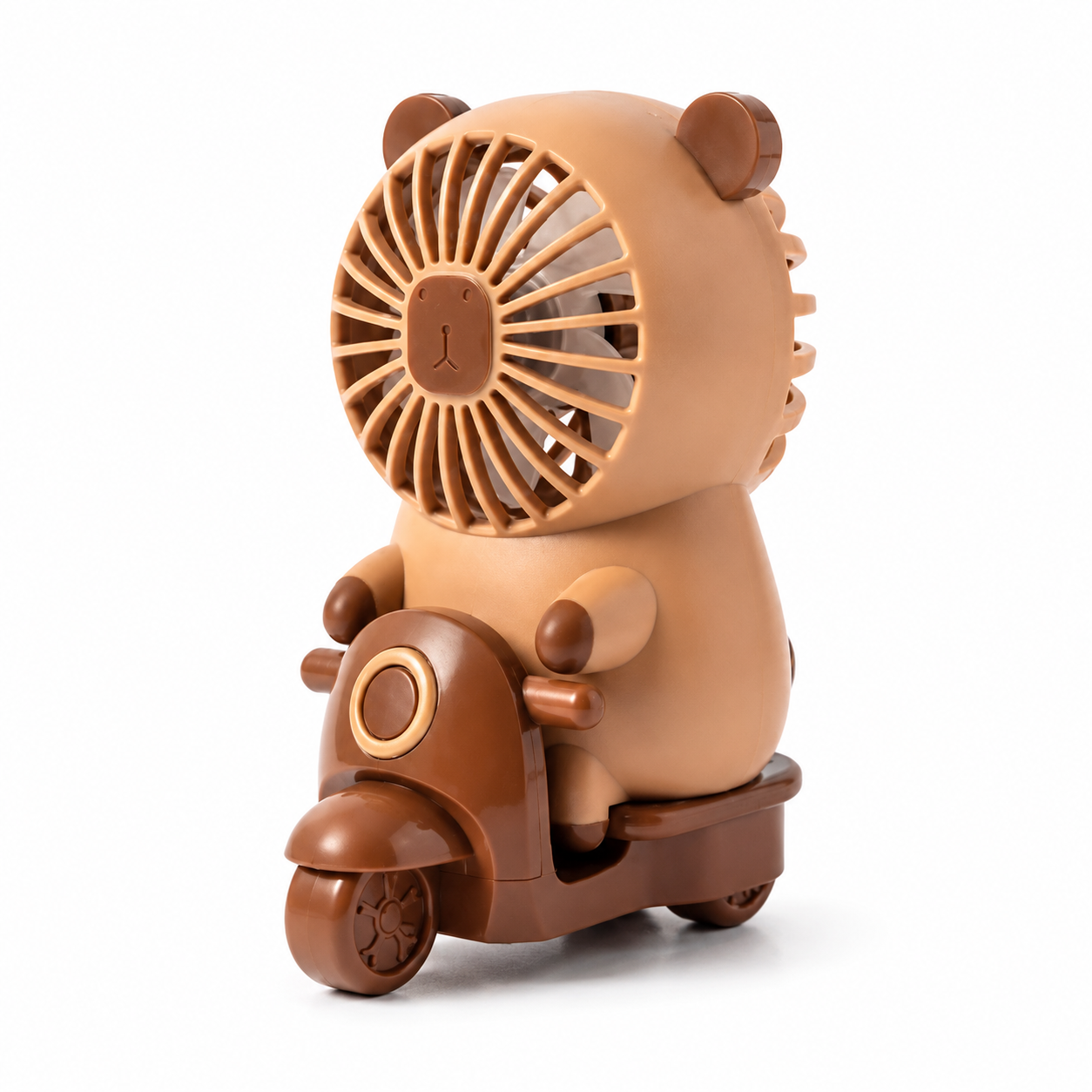 Mini Ventilador de Mesa Portátil Diseño Oso en Moto Recargable