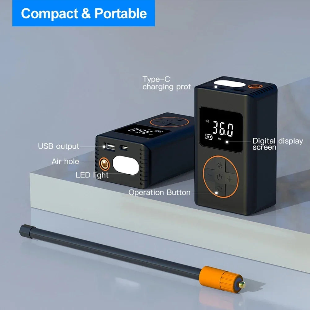 Compresor de Aire Portátil 150 PSI Inflador Recargable Inalámbrico Batería de Alta Capacidad