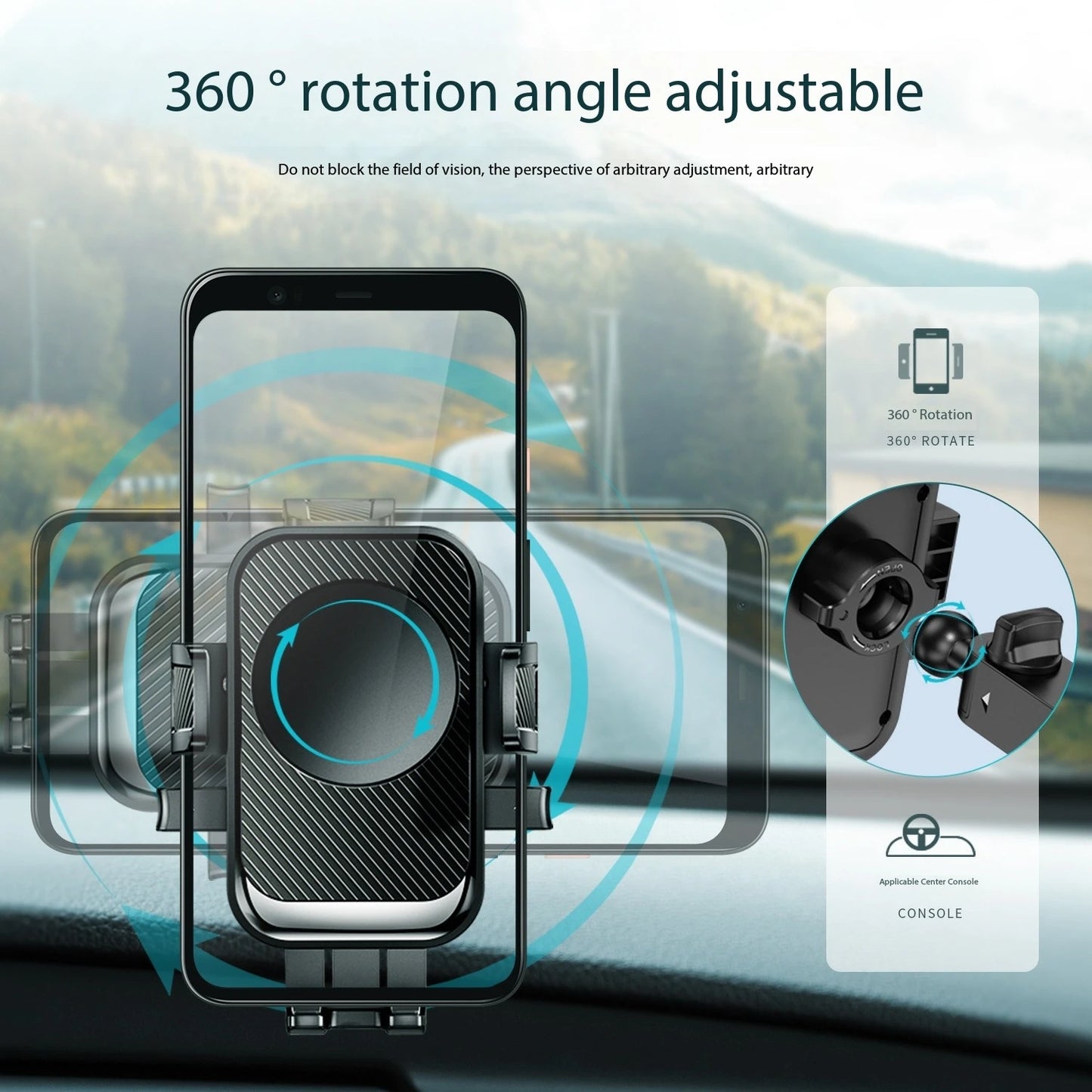 Soporte de Teléfono para Auto con Rotación 360° – ABS de Alta Calidad