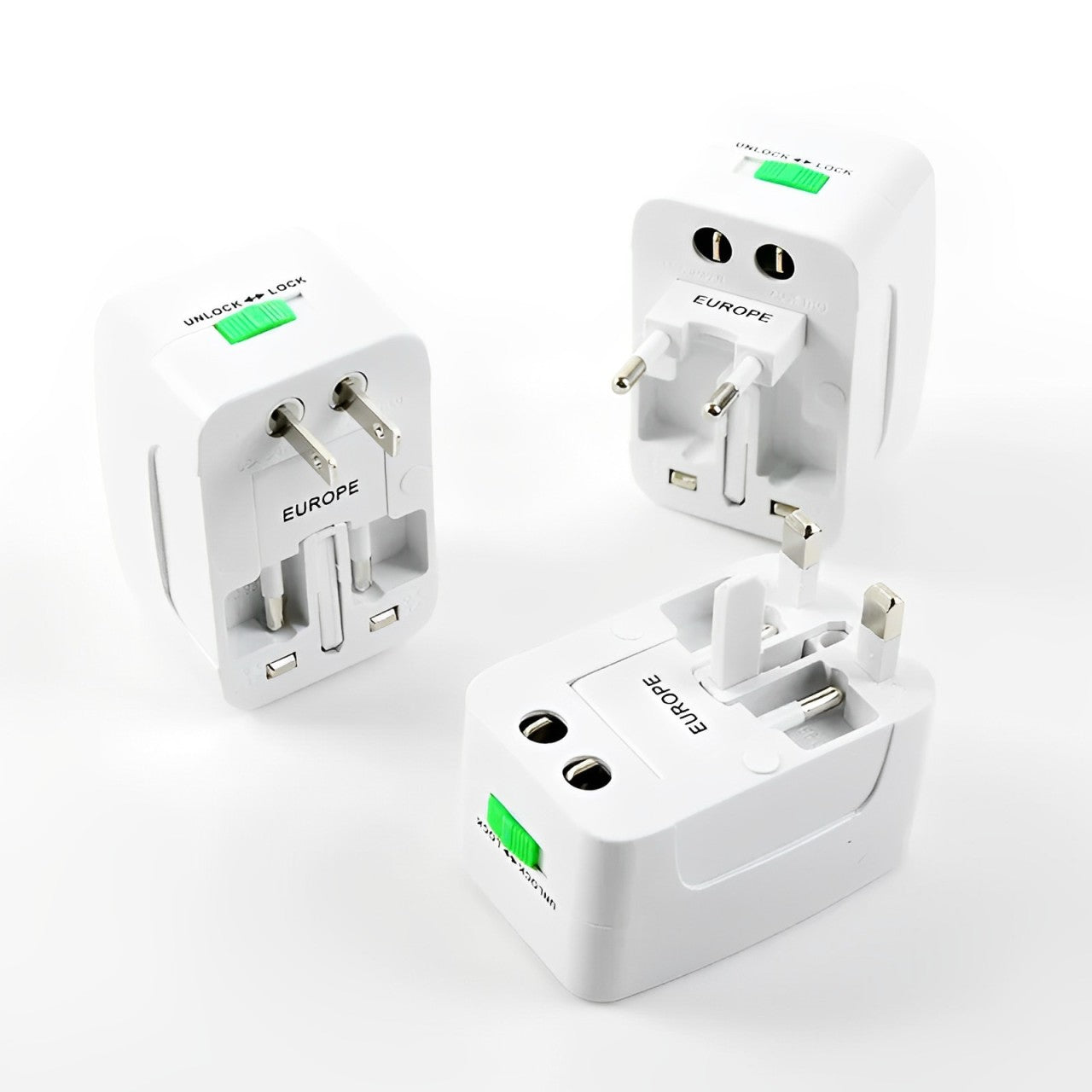 Adaptador Universal de Viaje con 2 Puertos USB