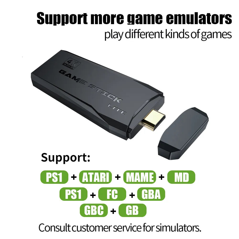 Consola HDMI Juegos Retro Game Stick Emulador + 2 Joysticks 64gb Nuevo 2025
