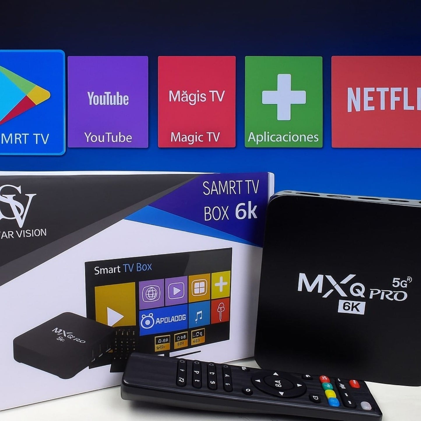 Smart TV Box 6K Android 13 con Netflix, YouTube, Kodi, IPTV y Control Remoto – Reproductor HDMI Ultra HD