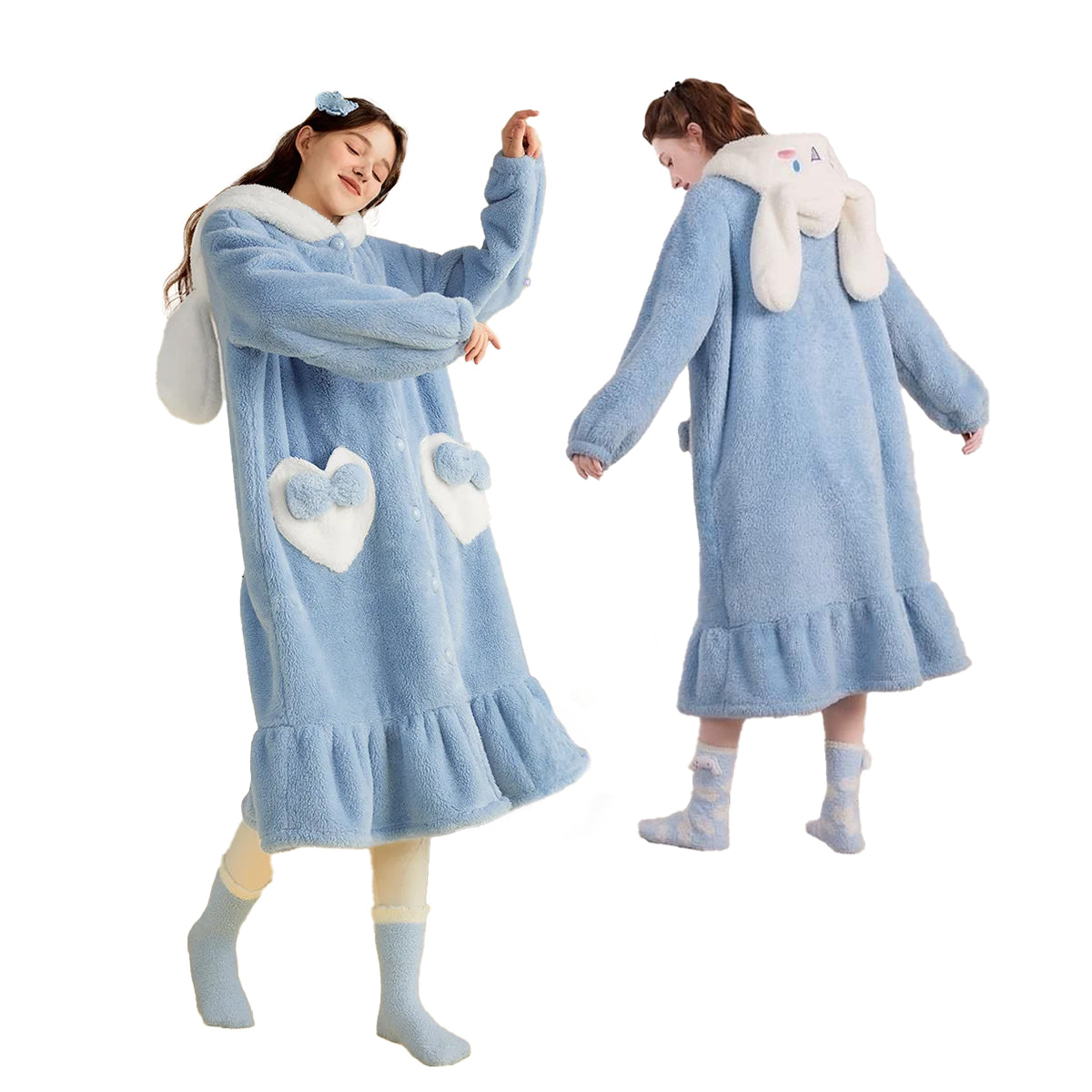 Pijama De Mujer Cinnamonroll Saco Manta Con Capucha Y Botones