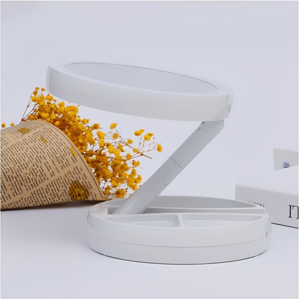 Espejo LED Plegable USB Iluminación y Práctico Espejo Aumento