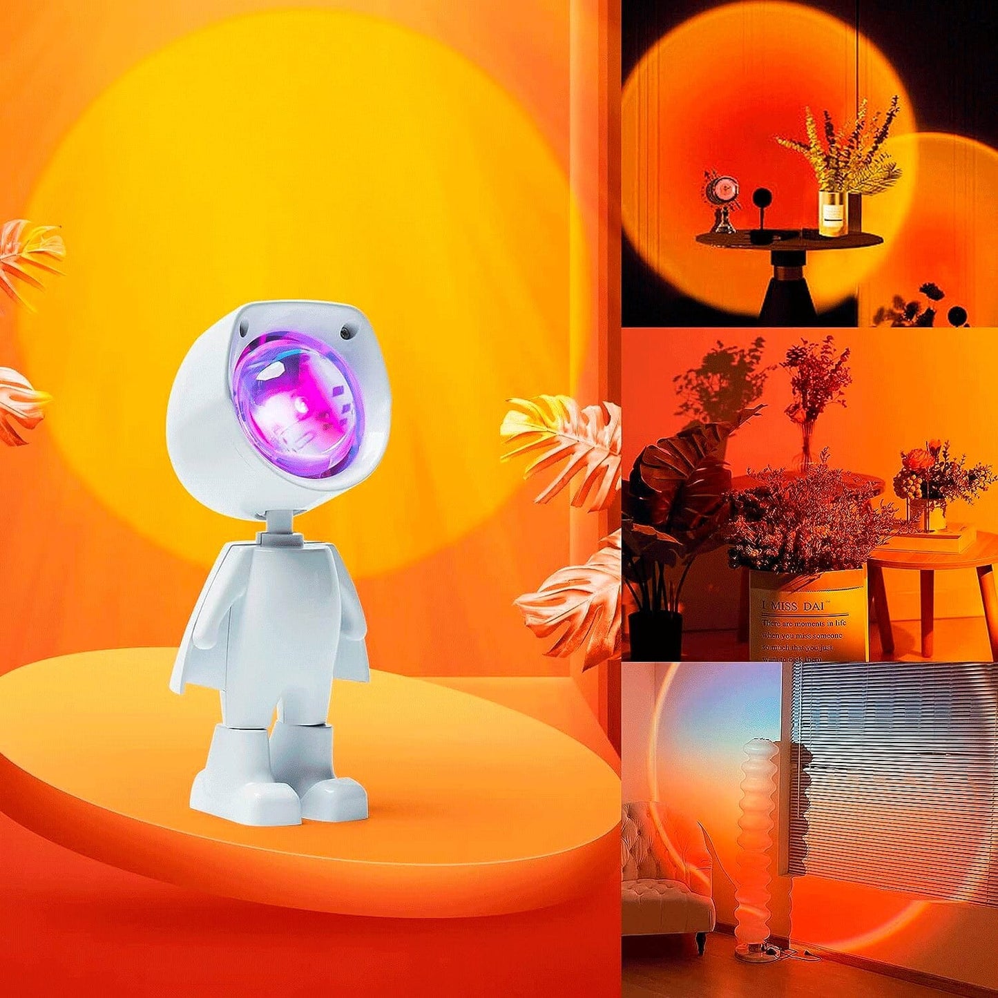 Lampara Luz Atardecer Naranja Sunset Astronauta Tiktok