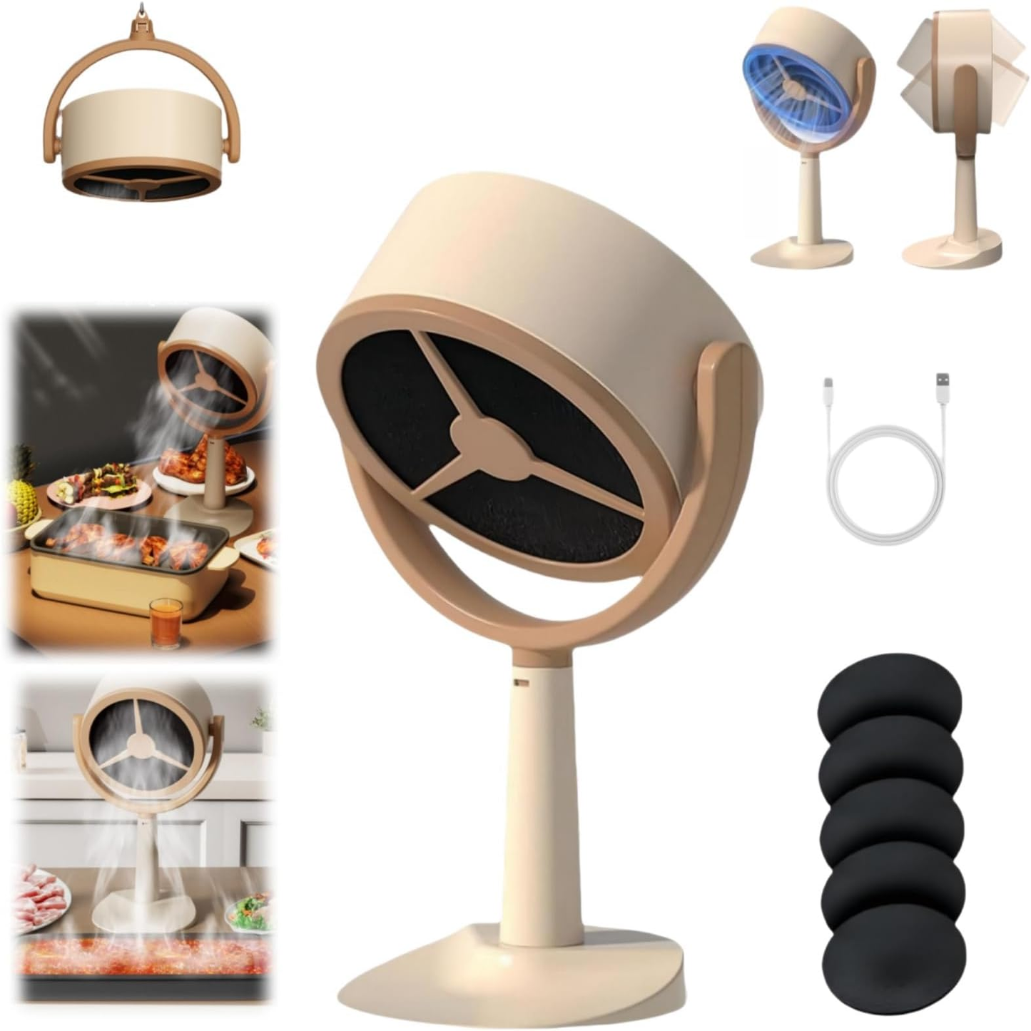 Extractor de Humo Portátil 360° | Antihumo para Parrilla, Fondue y Mesa
