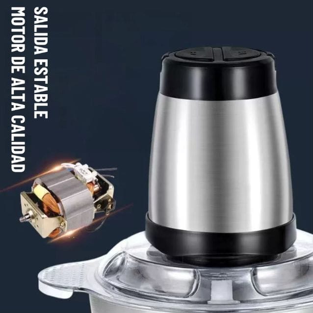 Picadora Eléctrica 2L – Procesador de Alimentos 1000W con Bowl de Acero Inoxidable