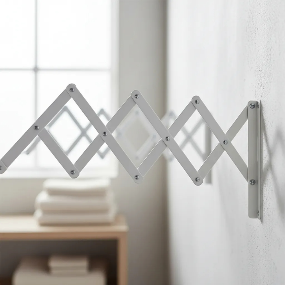 Tender Extensible De Pared Acordeón 80Cm - Perchero De Acero Para Ropa Y Toallas Bj104D20
