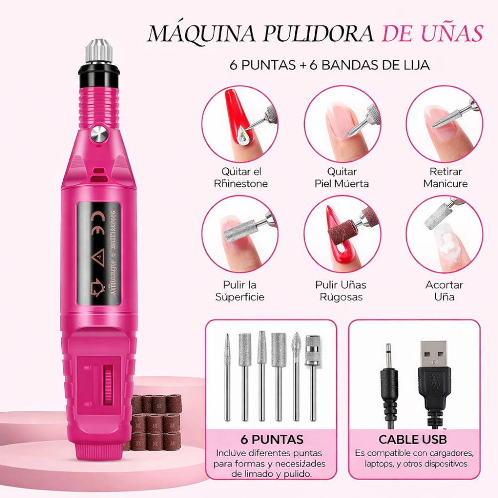 Torno Manicuria Torno Uñas Vel Ajustable 6 Puntas Longchamps