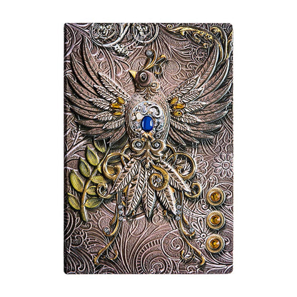 Cuaderno Vintage Relieve Fénix Con Piedras | Tapa Dura Artística
