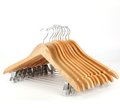 Percha Madera Natural Con Broche Para Adulto 44-45Cm