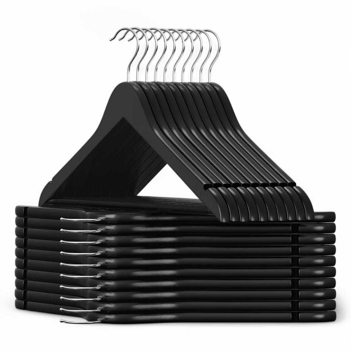 Pack 50 Perchas De Mader Natural Ropa Adulto 45CM