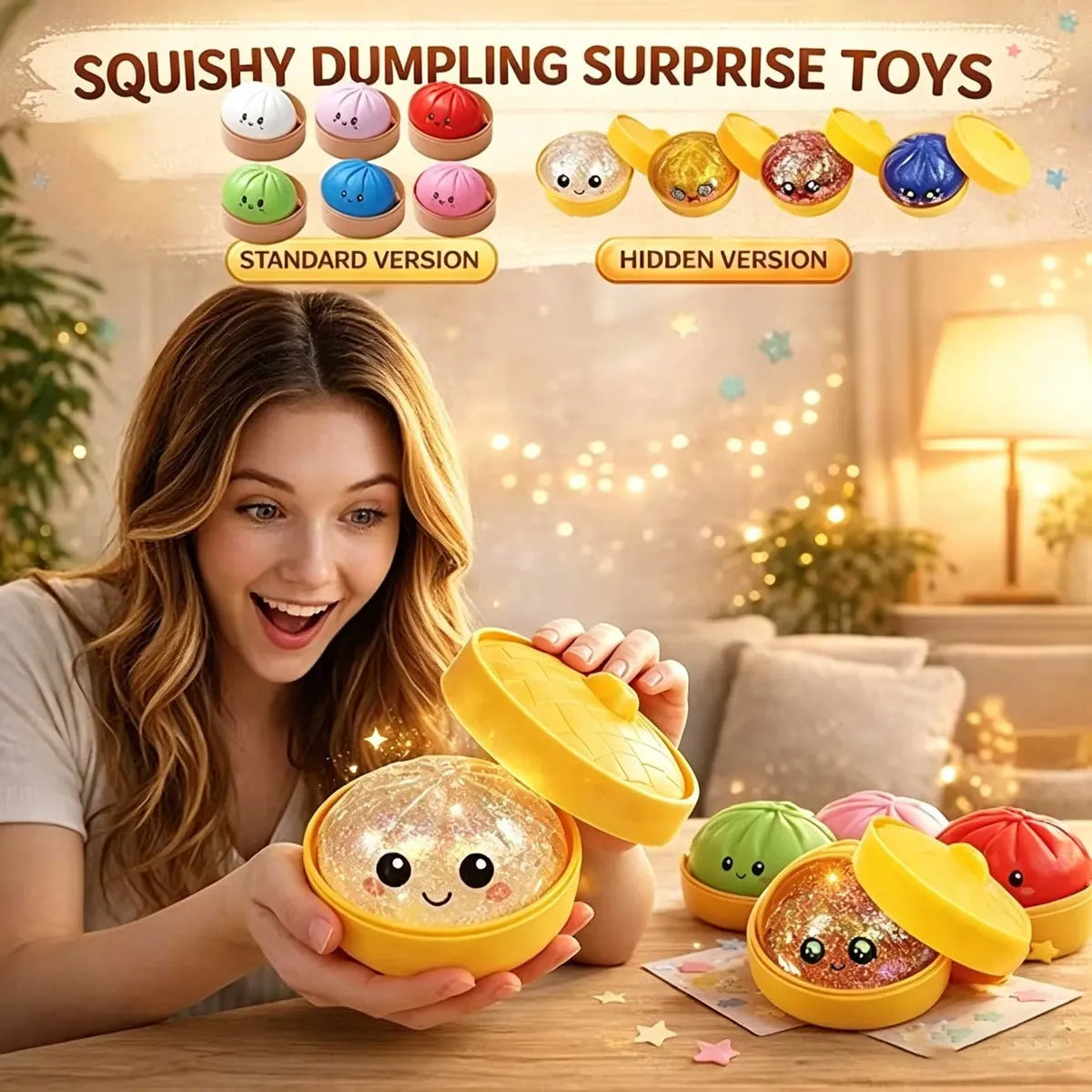 Kawaii Glitter Dumpling Squishy - Caja Sorpresa Coleccionable
