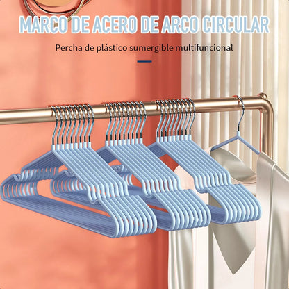 Pack x50 Perchas Metálicas Ultra Slim Antideslizantes | Negro y Celeste