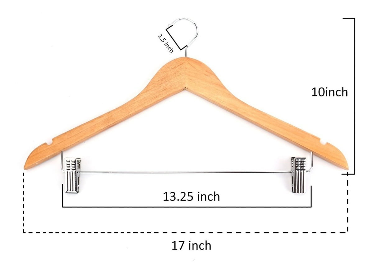 Percha Madera Natural Con Broche Para Adulto 44-45Cm