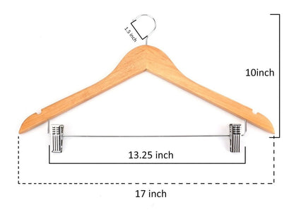 Percha Madera Natural Con Broche Para Adulto 44-45Cm