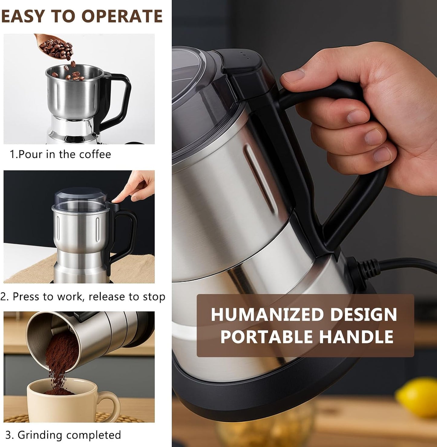 Máquina Trituradora Eléctrica de Cereales, Café y Frutos Secos 500 ml – 300 W