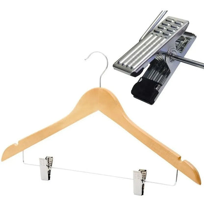 Percha Madera Natural Con Broche Para Adulto 44-45Cm