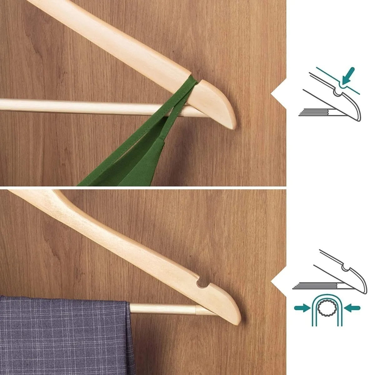 Percha De Mader Natural Ropa Adulto 45CM