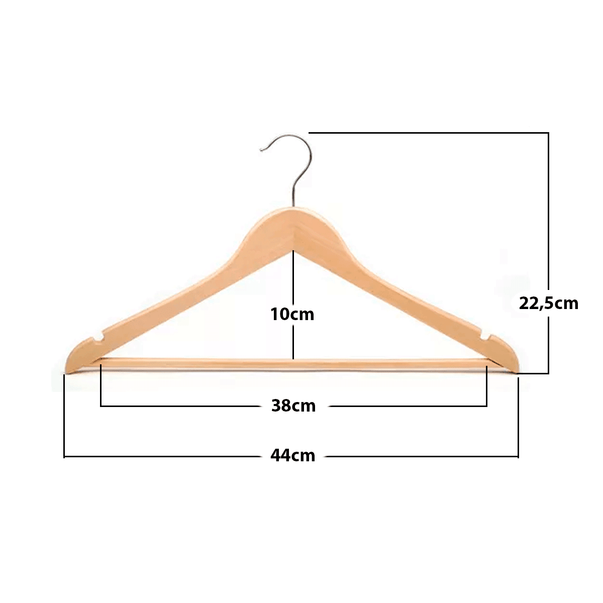 Percha De Mader Natural Ropa Adulto 45CM