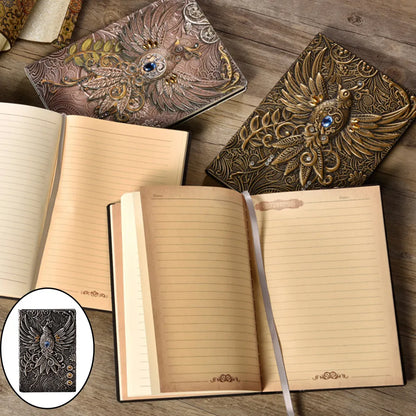 Cuaderno Artístico Tapa Dura Fénix con Relieve y Piedras Decorativas