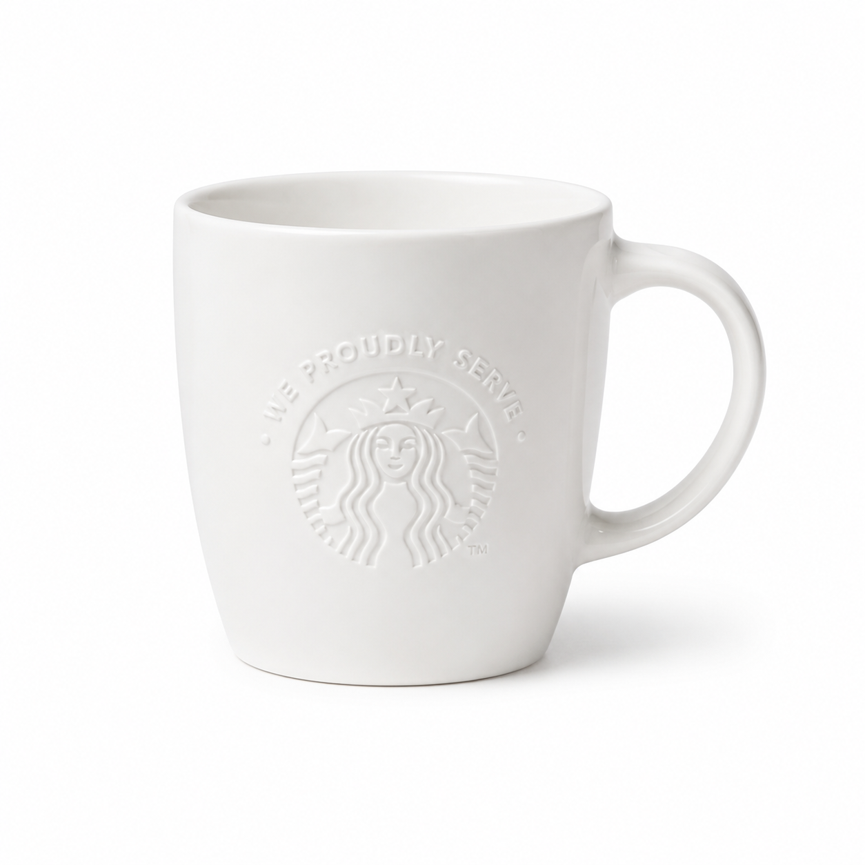 Taza Starbucks cerámica blanca fondo blanco