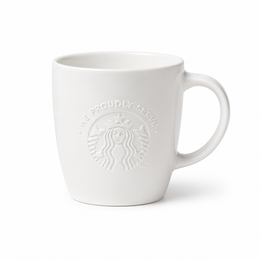 Taza Starbucks cerámica blanca fondo blanco