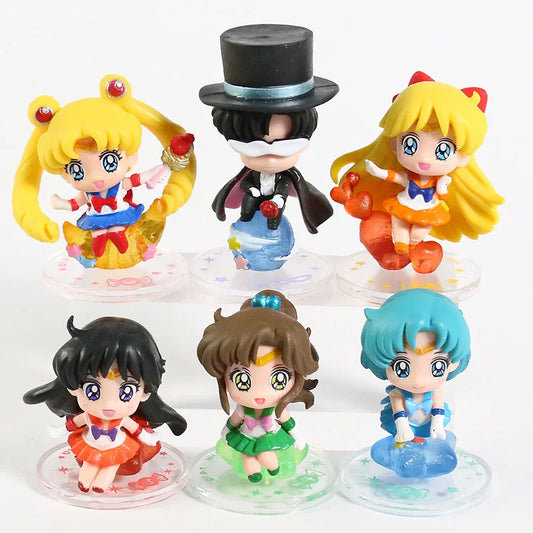 6 Figuras Sailor Moon Tsukino Usagi Sailor Venus Chibi