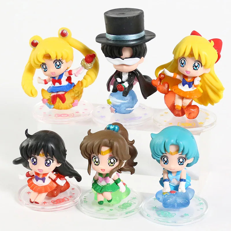 6 Figuras Sailor Moon Tsukino Usagi Sailor Venus Chibi