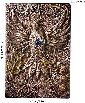 Cuaderno Vintage Relieve Fénix Con Piedras | Tapa Dura Artística