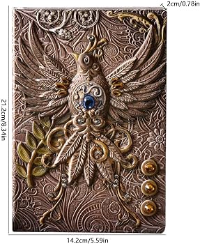 Cuaderno Artístico Tapa Dura Fénix con Relieve y Piedras Decorativas