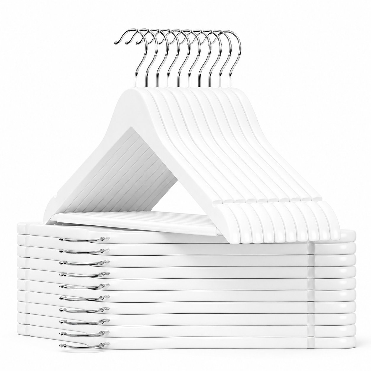 Pack 50 Perchas De Mader Natural Ropa Adulto 45CM