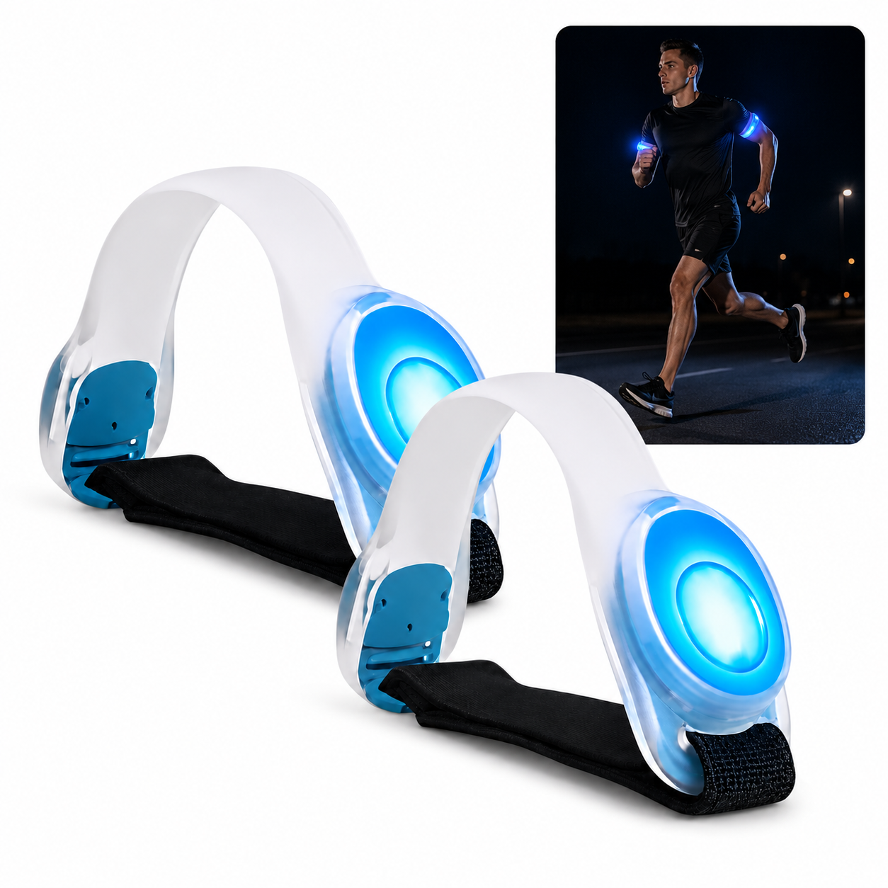 Pack 2 Brazalete Led Para Correr Y Ciclismo Banda Luminosa De Seguridad