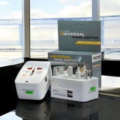 Adaptador Universal de Viaje con 2 Puertos USB