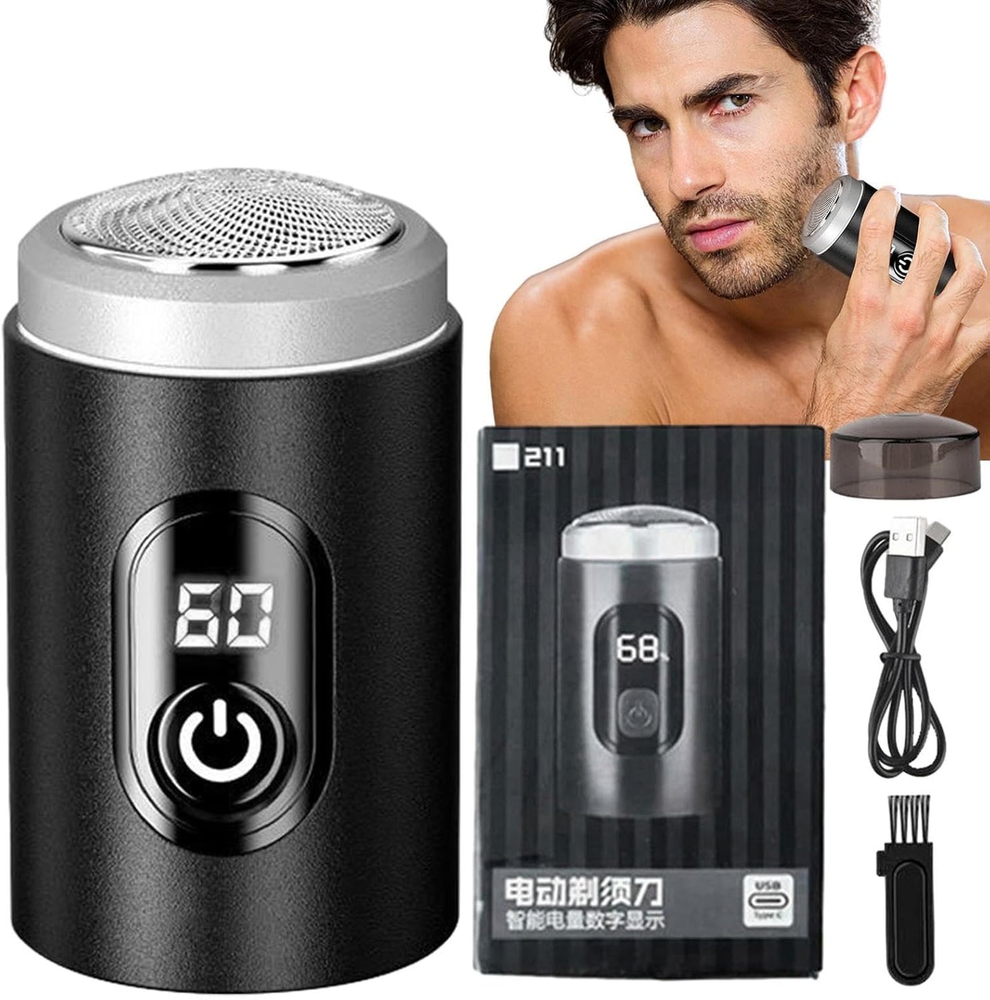 Afeitadora Eléctrica Portátil Recargable para Hombre