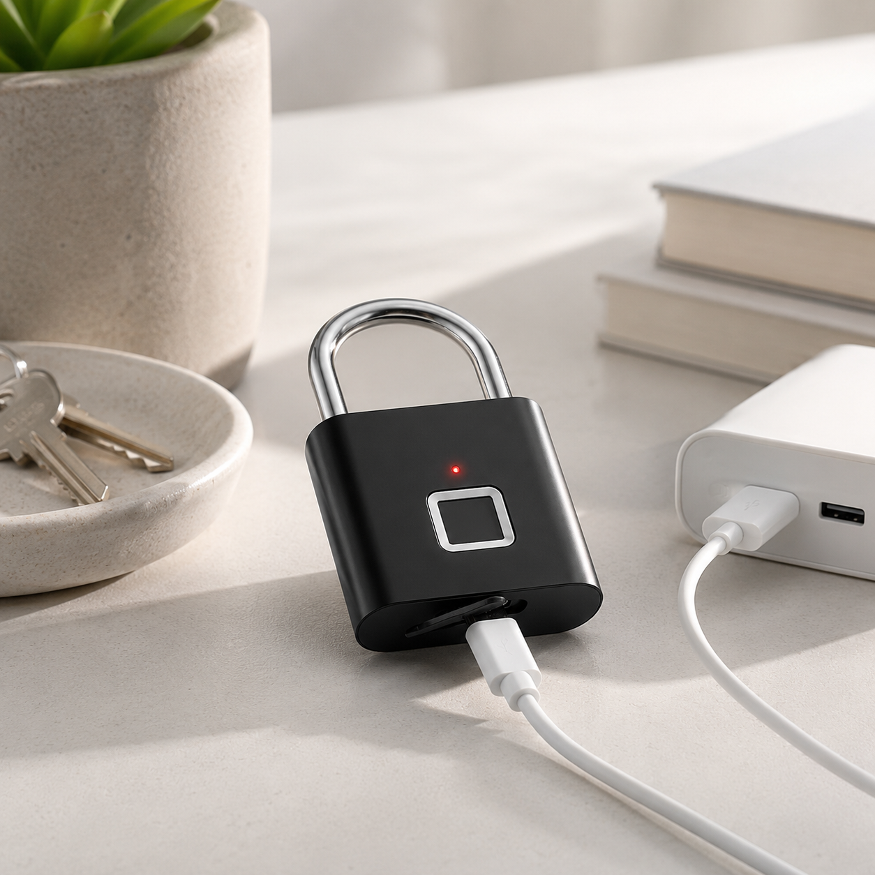 Candado De Huella Digital Acero Tactil Usb Resistente Agua