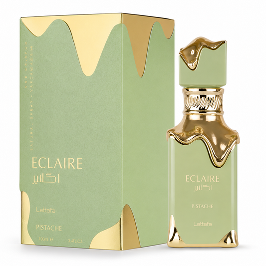 Lattafa Eclaire Pistache lifestyle con pistachos