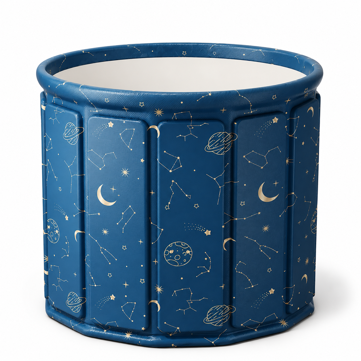 Bañera plegable portátil diseño galaxia azul con estrellas y planetas