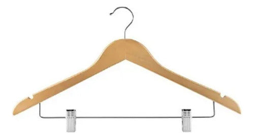 Percha Madera Natural Con Broche Para Adulto 44-45Cm