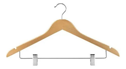 Percha Madera Natural Con Broche Para Adulto 44-45Cm