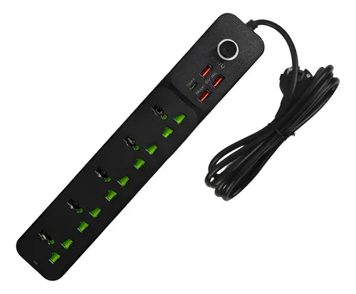 Zapatilla Alargue 220V con Variso Tomas, 3 USB y 1 USB-C