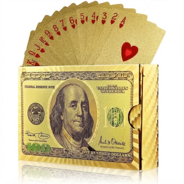 Naipes De Poker Dolar Premiu De Oro 24 Kilates Impermeables