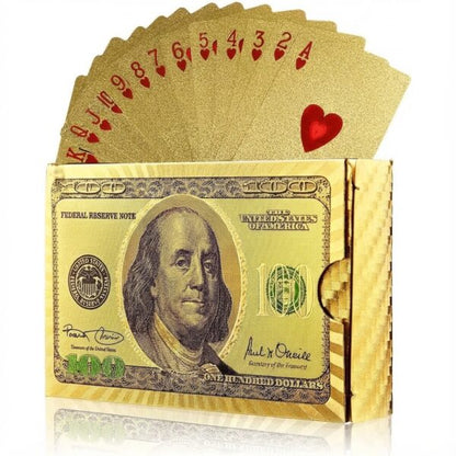 Naipes De Poker Dolar Premiu De Oro 24 Kilates Impermeables