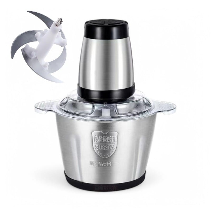 Picadora Eléctrica 2L – Procesador de Alimentos 1000W con Bowl de Acero Inoxidable