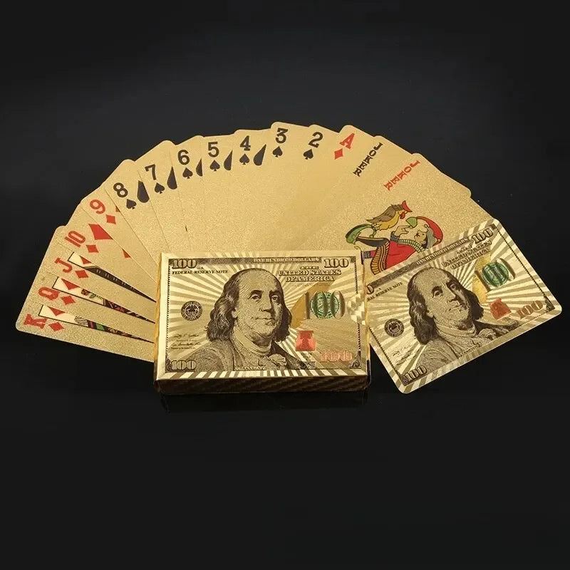 Naipes De Poker Dolar Premiu De Oro 24 Kilates Impermeables